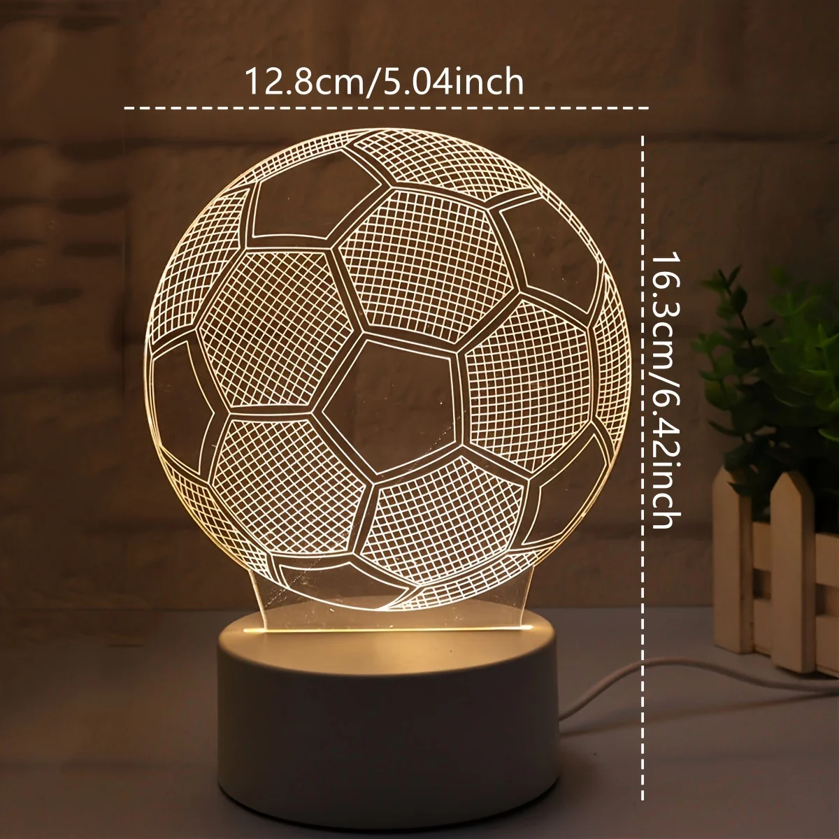 1pc 3D Night Light Creative Acrylic Bedside Table Lamp, Football Series 3D Model, 7 Colors Black Base Warm White Base LED Deco