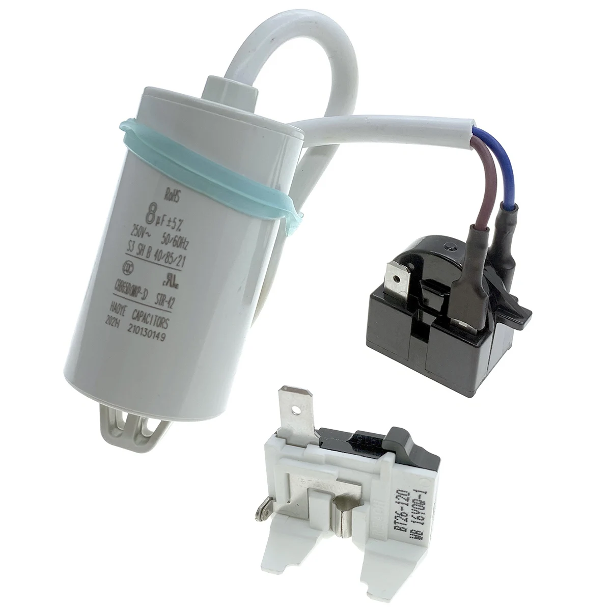 QP2-4.7G12 Reemplazo de compresor de refrigerador PTC Relé de arranque, condensador y kit protector de sobrecarga para congelador Vissani, Danby
