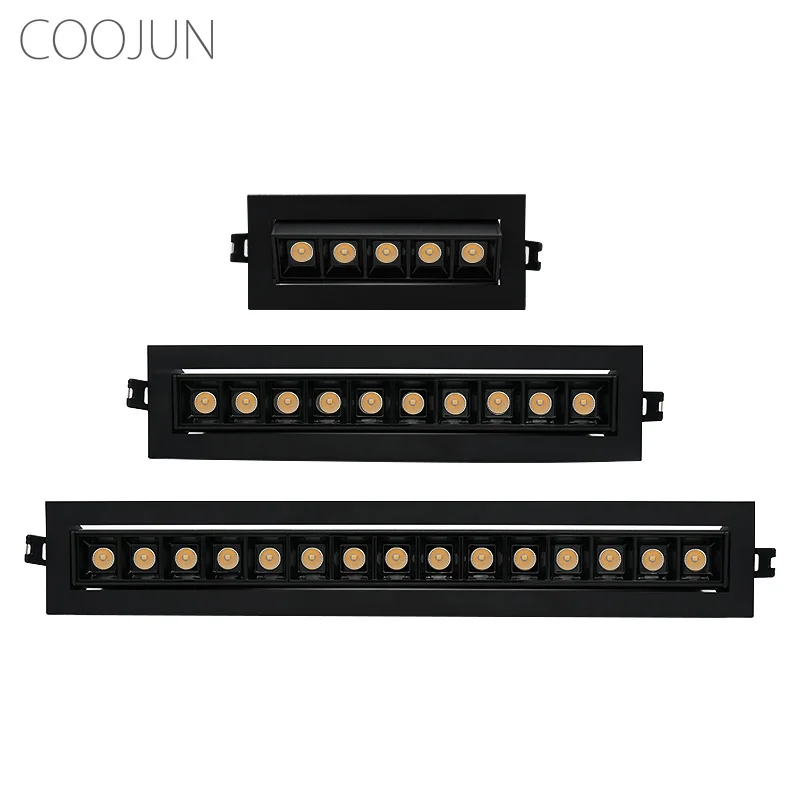 COOJUN LED Recessed Spotlight Kits Black White Trim Linear Array Downlight Ceiling Light Living Room Wall Wash Lamp Linear Light