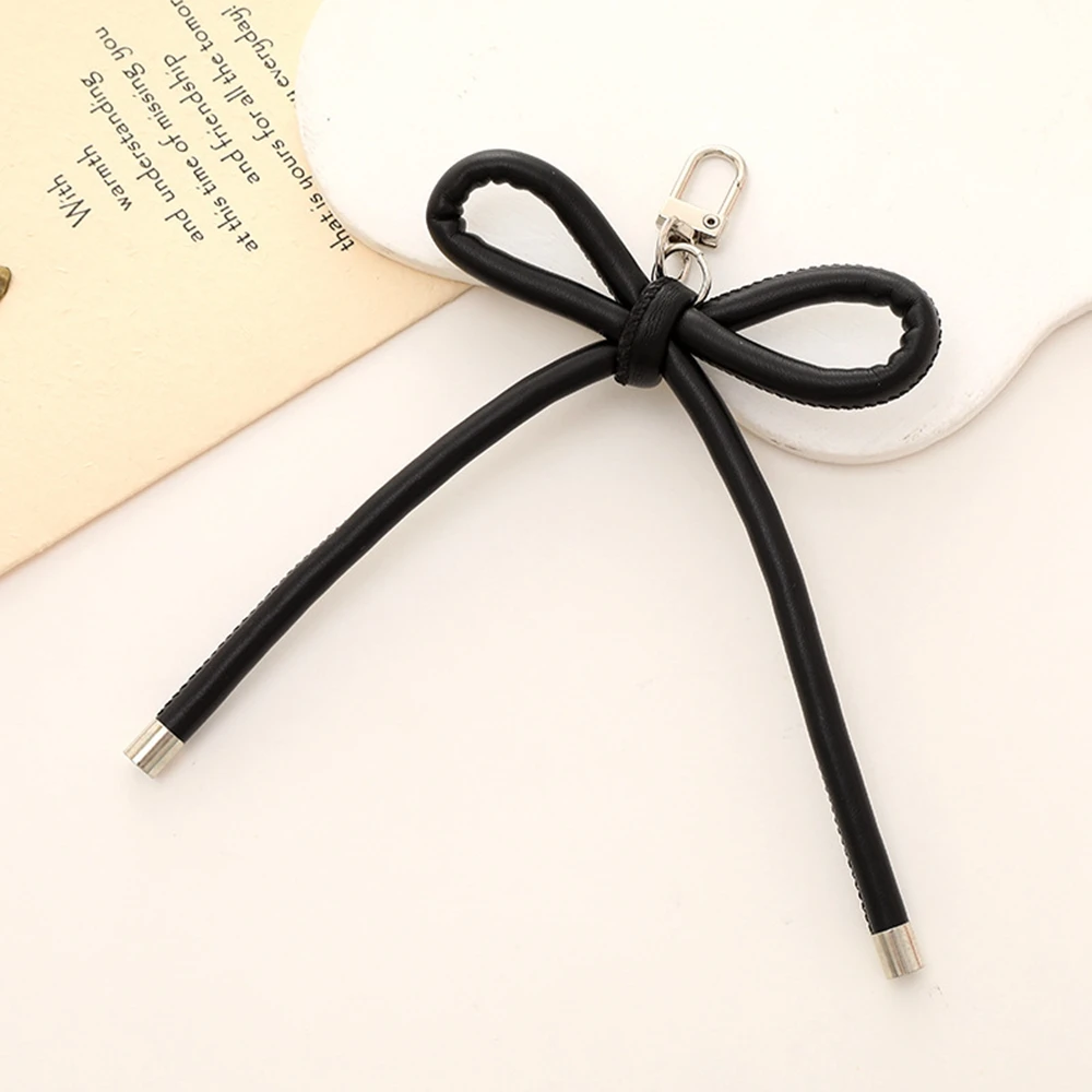 Y2K Grunge Leather Bow Keychain Vintage Harajuku Charms Bag Pendant Mobile Phone Pendant Accessories Korean Fashion