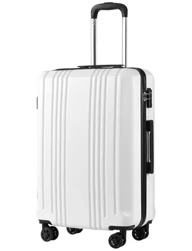 

Coolife Luggage PC+ABS Expandable Hardshell Suitcase with TSA Lock, Spinner Checked Lightweight (white, L(28IN))