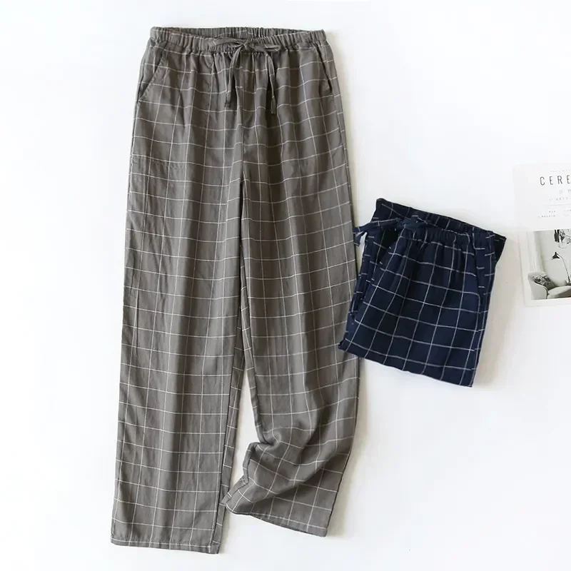 และกางเกงผู้ชายฤดูร้อนใหม่ผู้ชายลายสก๊อตกางเกงผ้าฝ้ายชุดนอนฤดูใบไม้ผลิ