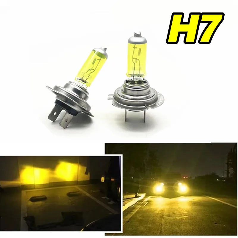 2Pcs H1 H3 H7 H4 H11 Super Yellow Headlamp 3000K 12V55W Yellow Low Beam H8 H9 Halogen Lamp H10 Fog Proof Light Car Bulb