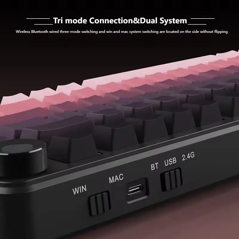 AJAZZ AK820 Max Plus Tri Mode Mechanical Keyboard Wireless Bluetooth Wired Rgb Hot Swap Gasket Game Office Keyboard With Knob - Image 4