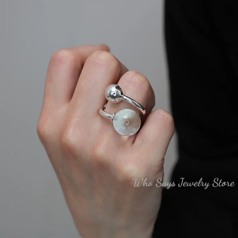 

Handmade White Crystal Bead Adjustable Finger Rings for Women Fashion New Female Jewelry Gift Party Holiday Anillos