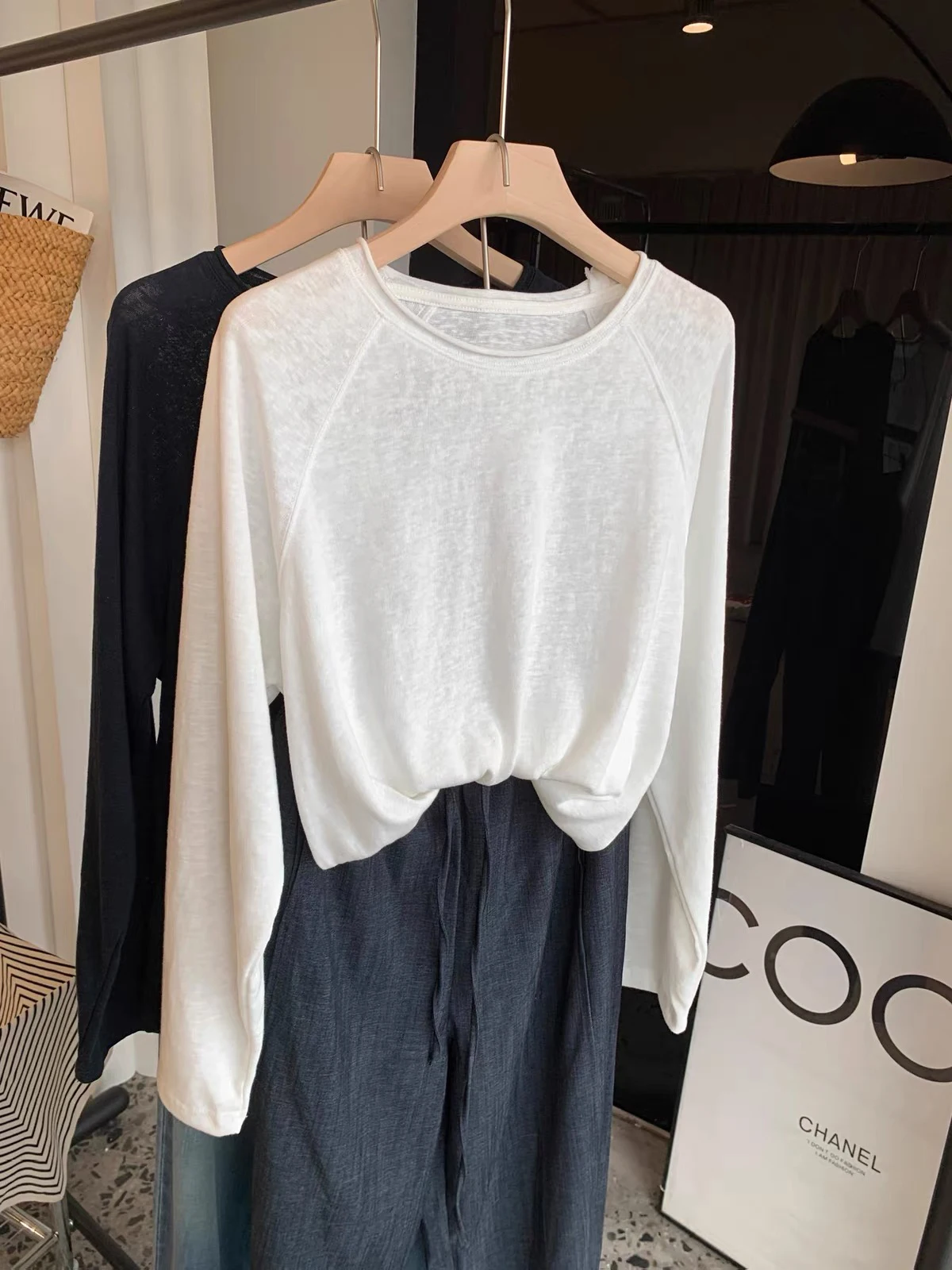 Korean Style Long Sleeve T-Shirt Women's Autumn New Fashion Shoulder Insert Sensation Cotton Base Shirt Top Ladies Fashion