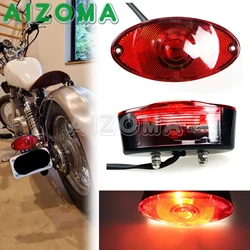 Motorcycle 12V Cat Eye Taillight ABS Red Brake Lamp License Plate Light Universal For Harley Softail Chopper Cafe Racer Bobber