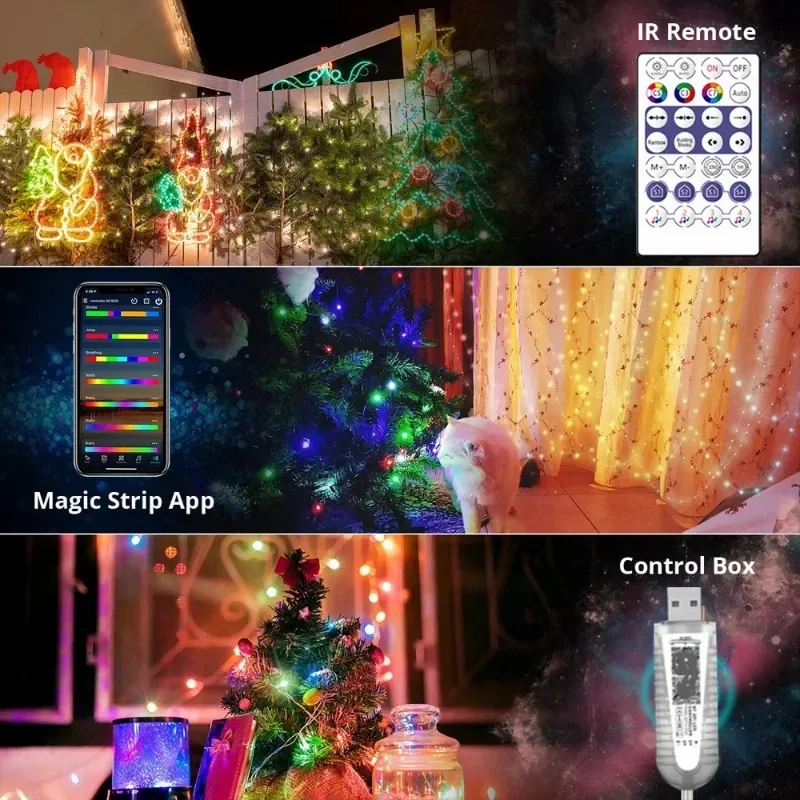 RGBIC 10m LED String Lights Bluetooth APP Outdoor Waterproof Fairy Light Graland For Party  Wedding  Christmas lights