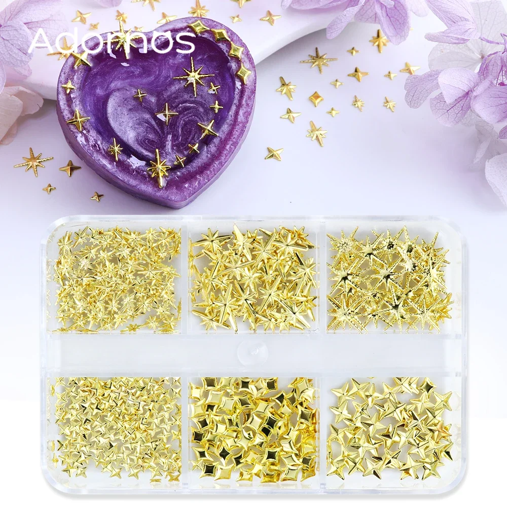 

180 pcs/box Awn Stars Metal Rivet Epoxy Silicone Mold Filler Shooting Star Shape Metallic Accessories DIY Jewelry Crafts Making