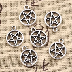 50pcs Charms Star Pentagram 17x14mm Antique Silver Color Pendants DIY Crafts Making Findings Handmade Tibetan Jewelry