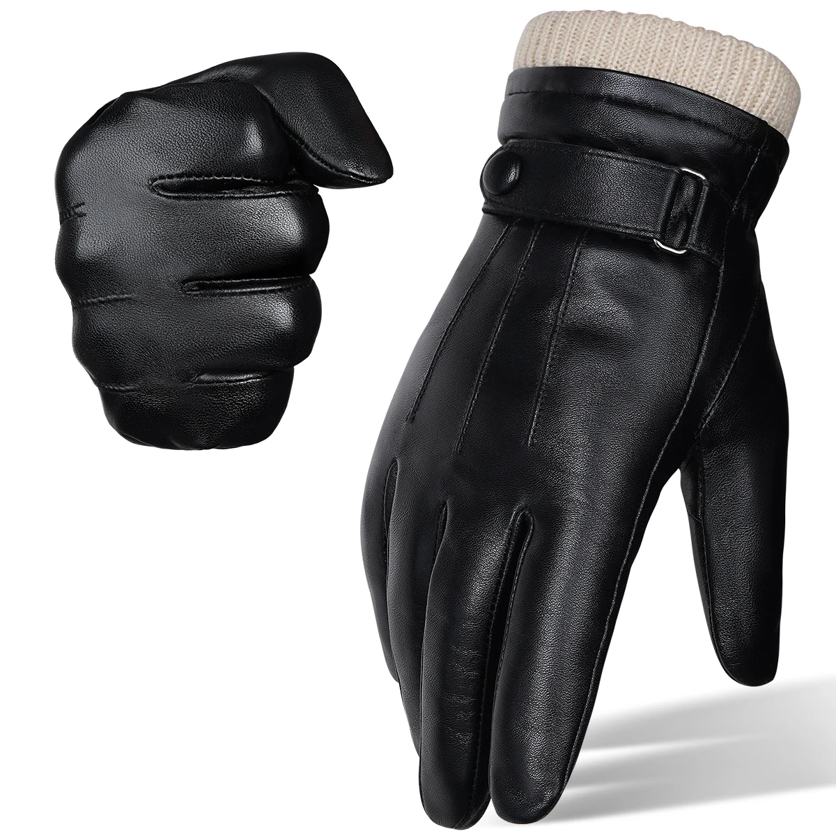 Men Sheepskin Gloves Winter Warm Touch Screen Full Finger Mittens High Quality Gloves For Men 벙어리방한장갑 남성 겨울장갑