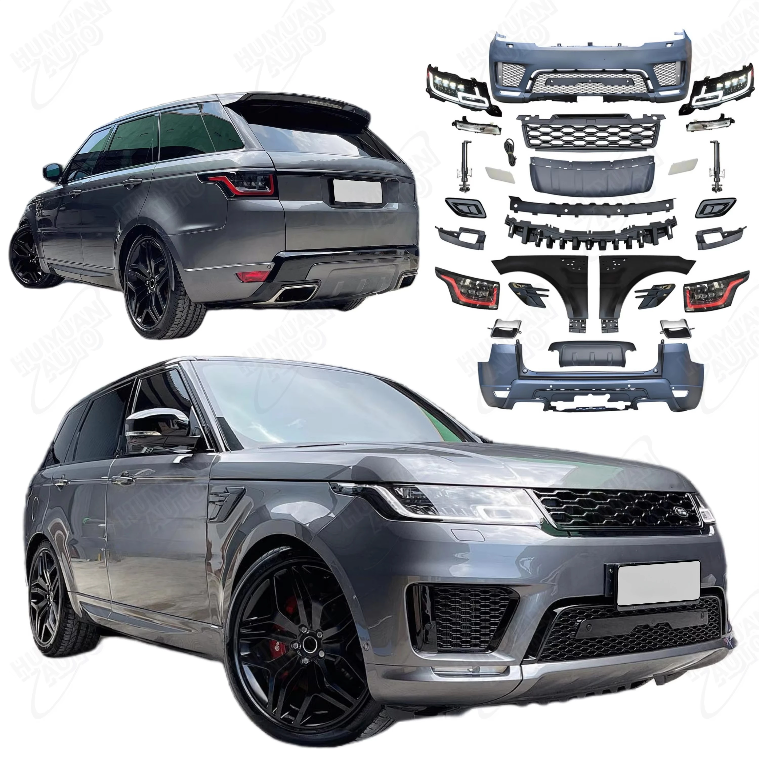 

Новое поступление для Sport 2013-2017 Обновление до 2018-2020 OEM комплект кузова модели со светодиодными лампами в сборе переднего и заднего бампера