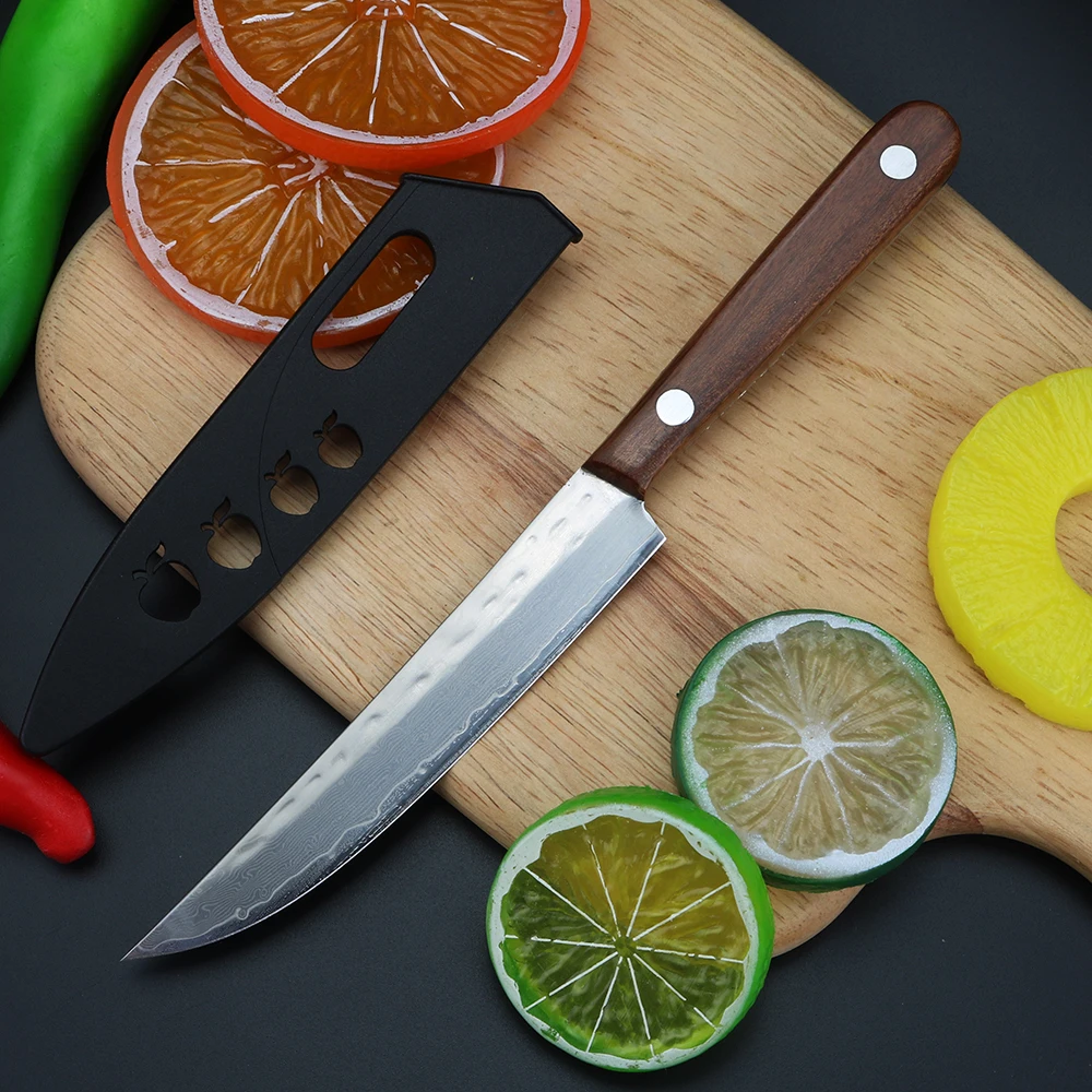 XUANTENG Damascus steel knife fixed blade fruit knife sandwich VG10 steel knife view 5
