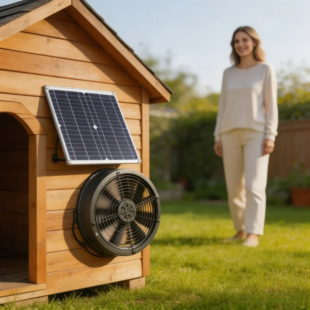 25W Solar Powered Vent Fan Kit Heat Dissipation Solar Fan for Storage Shed Chicken Coop Dog House Outdoor Warehouse Greenhouse