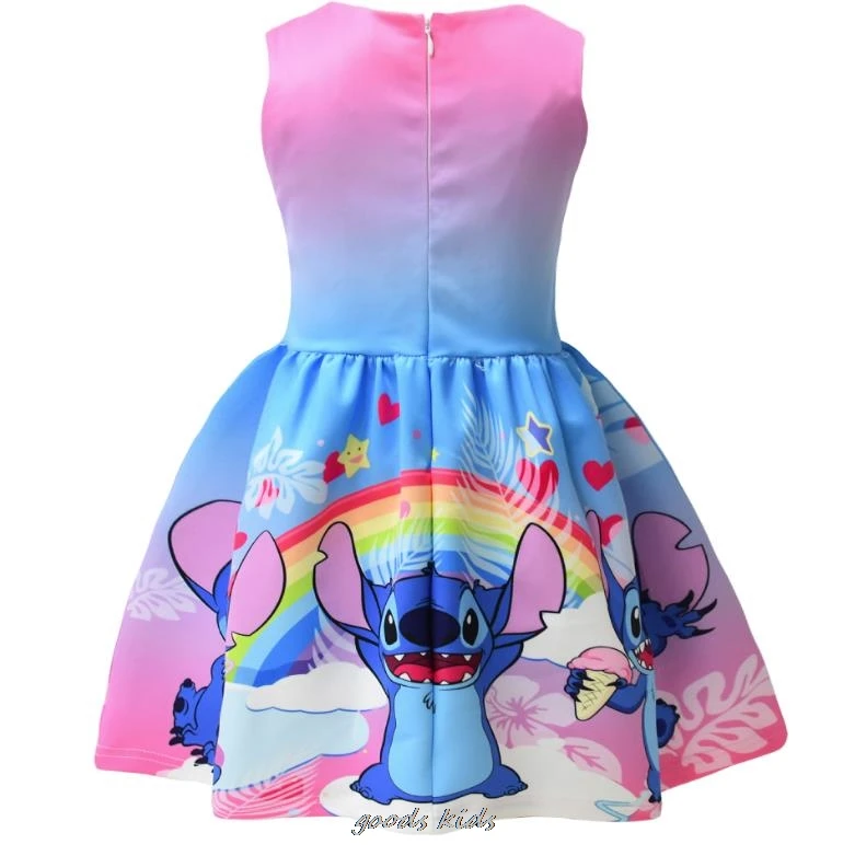 Hot Lilo And Stitch Children's Dress Sets Cartoon Cute Girls Dress Sleeveless Bow Vest Toddler Dress And Small Bag Birthday Gift