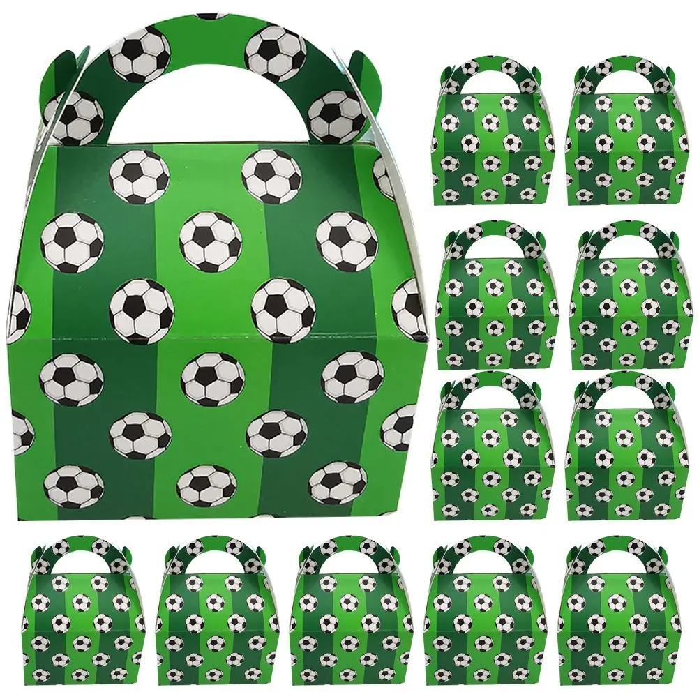 

50 Pcs Soccer Party Decorations Boxes Non Woven Bags for Treats Goodie Candy Gifts Baskets