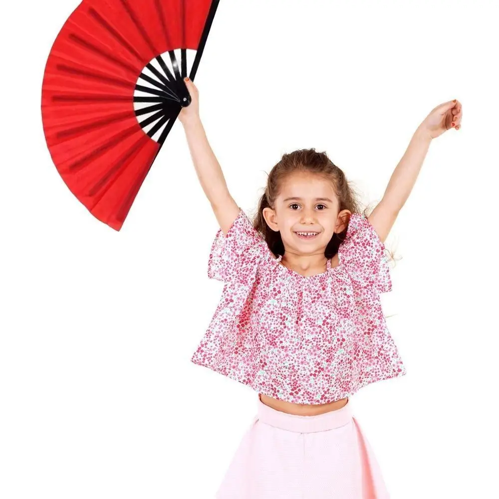 34cm Chinese Tai Chi Yoga Kung Fu Fan 10 Styles Chinoiserie Gift Dance Performance Fan Plastic Bone Hand Folding Stage Fan
