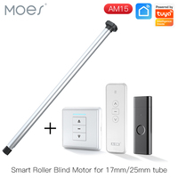 New Automatic AM15 Tubular Roller Blind Motor for 17/25mm Tube Motorized Electric Blind Shade RF433 Remote Control for 25mm Tube