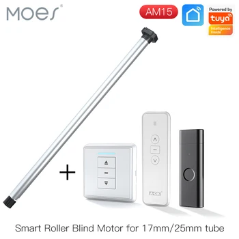 Novo motor cego de rolo tubular am15 automático para tubo de 17/25mm, sombra cega elétrica motorizada rf433, controle remoto para tubo de 25mm