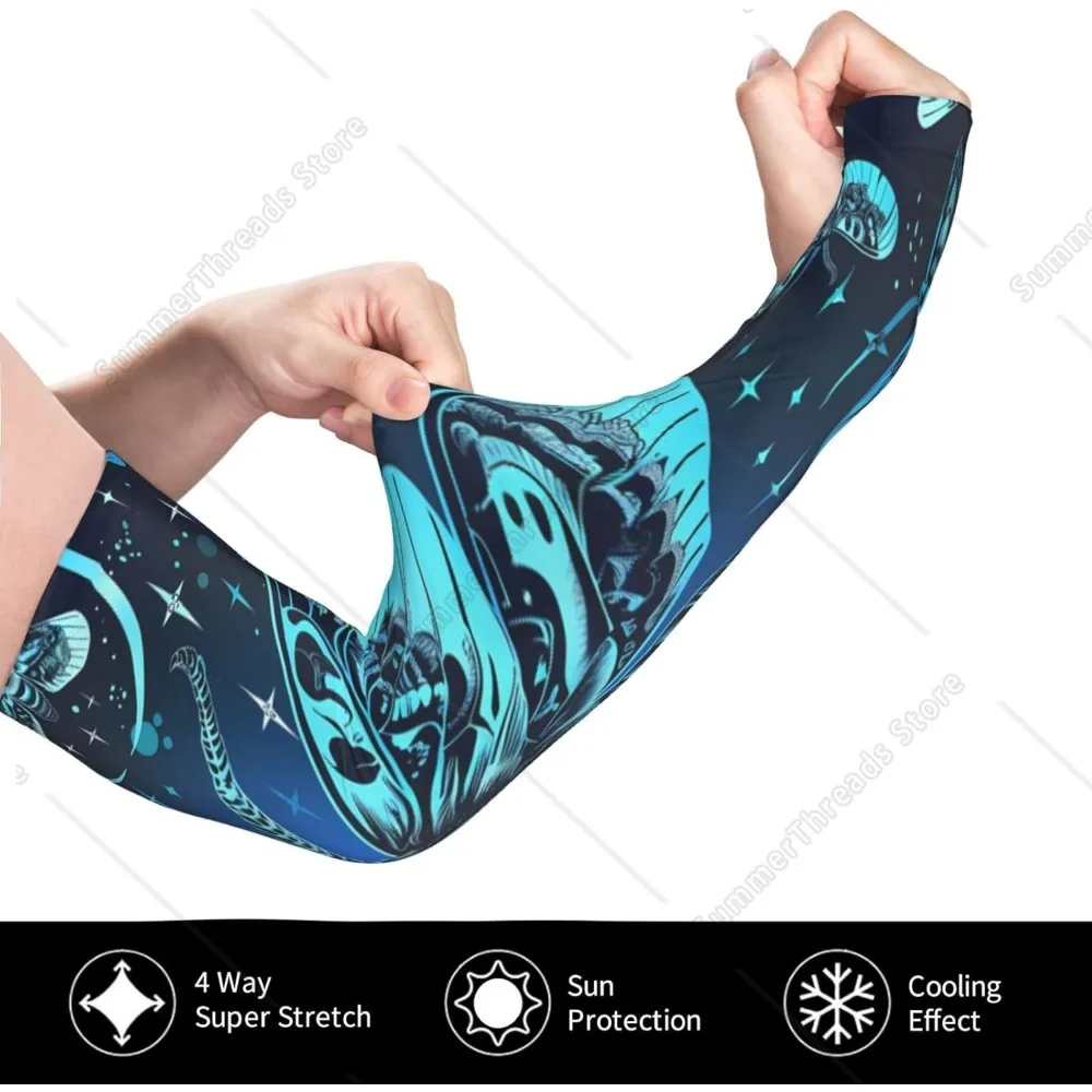 Mangas de brazo de mariposa con calavera gótica mística para hombres y mujeres Mangas de brazo de compresión con protección UV