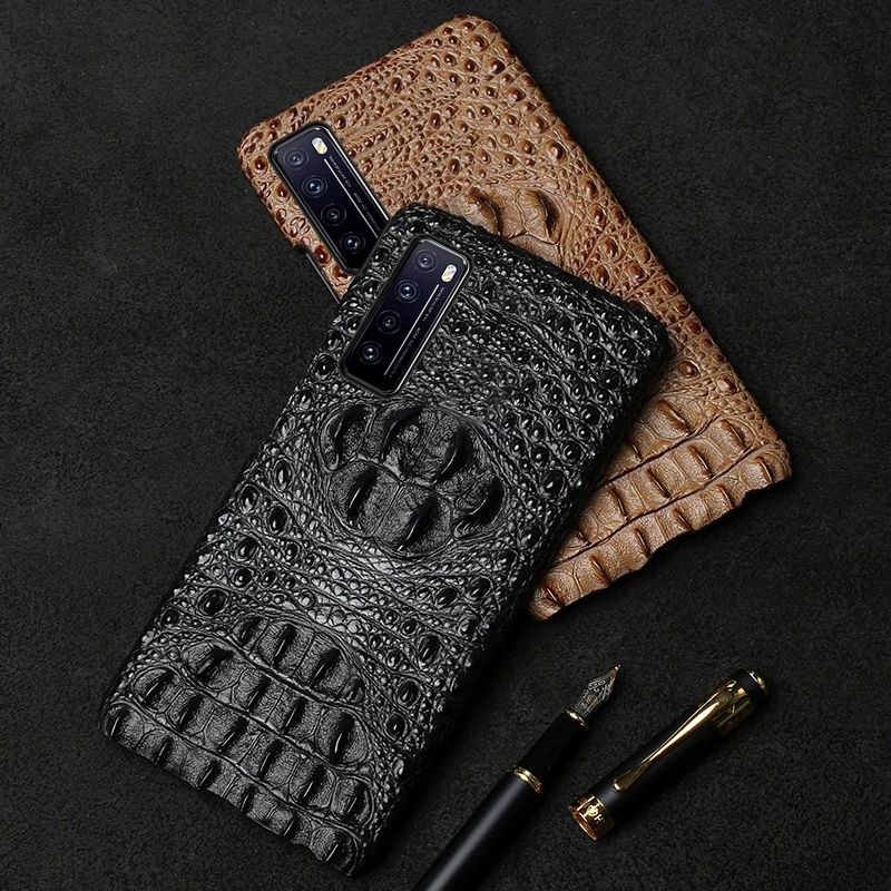 

3d Crocodile Pattern Genuine Leather Standing Case For Huawei Nova 8 7 6 Se Pro Case For Huawei Nova8 Nova7 Se Phone Cover Coque