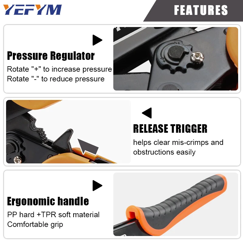 أداة العقص للمحطات المعزولة سلك AWG 20-10 (0.5-6mm2) RV/SV/FDD/MDD موصلات كماشة كهربائية بسقاطة HX-30J