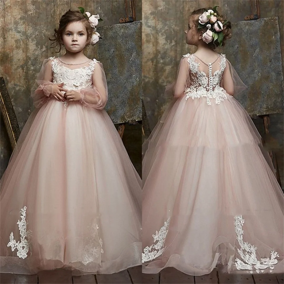 2025, glitzernde Prinzessin-Festzug-Kleider für kleine Mädchen, kleine Baby-Camouflage-Blumenmädchenkleider für die Hochzeit mit großer Schleife