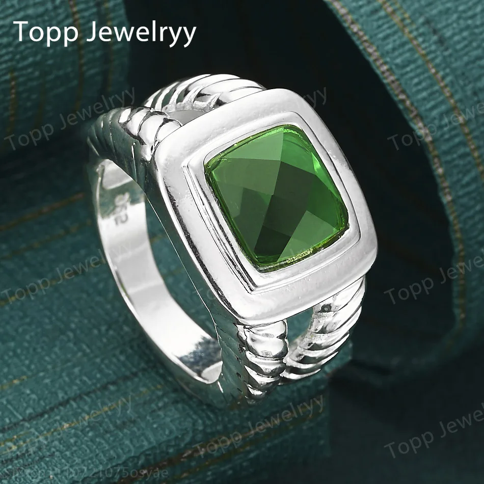 

Женский кулон из стерлингового серебра 925 пробы 7-10 # Кольцо с зеленым цирконом, модное украшение для свадьбы, дня рождения, Рождества, подарок