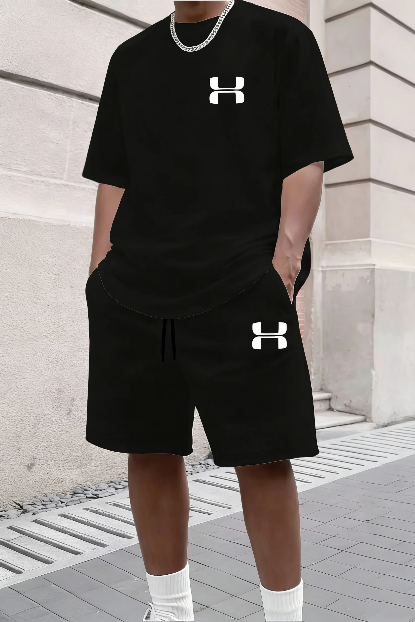 

2026 New Men's Sportswear Short Sleeved T-shirt and Sports Shorts Summer Casual Jogging Pants Set Men's Two-piece Set