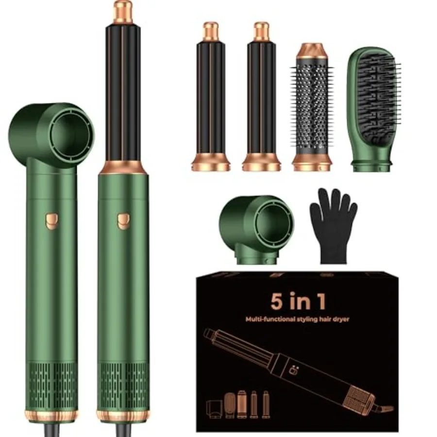 

5 in 1 Blow Dryer Brush SetHot Air Styler Negative Ion Air Curling Wrap Air Curler Round Brush Blow Dryer Curling Iron Hair Sty