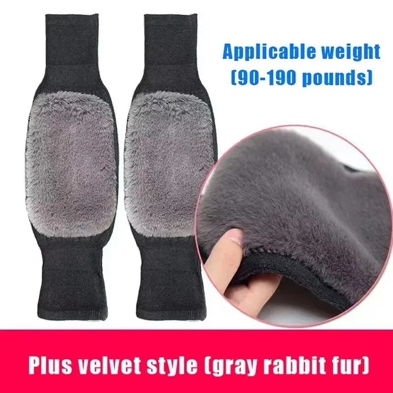 New 1 Pair Rabbit Fur Knee Pads for Women Winter Warm Men Old People Cold Leg Arthritis Kneepad Knee Support Run Knee Protector