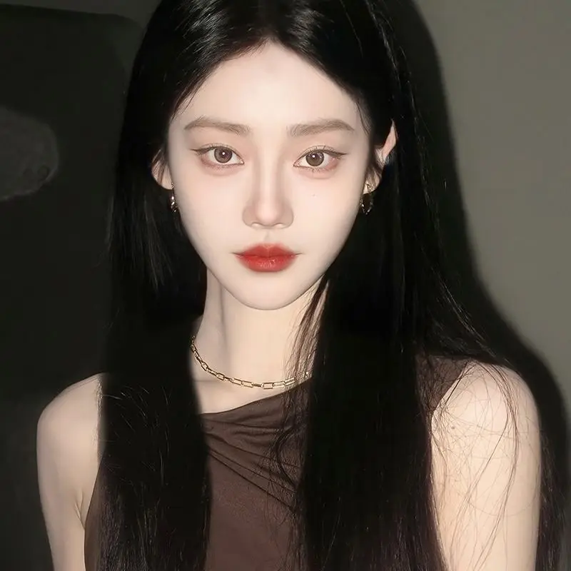 Synthetic Long Straight Wig Natural Middle Part Black Hair Full Head Wigs for Women Daily Use Party Cosplay Fashion Hairpiece