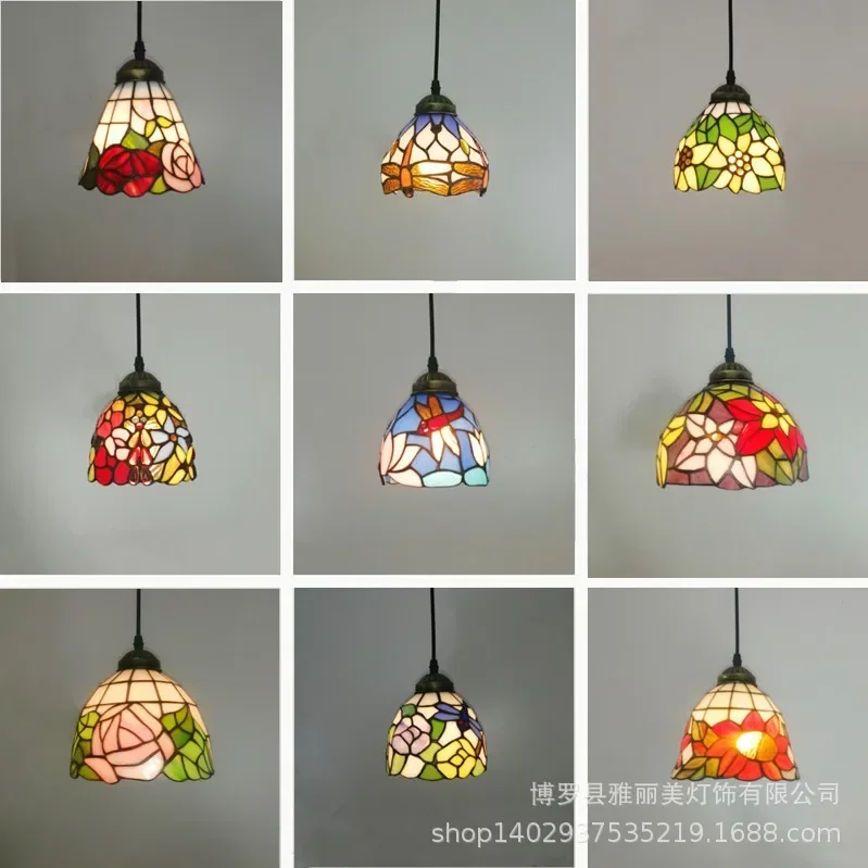 

Stained Glass Pendant Lights Baroque 1 Lights For Dining Room Kitchen Hotel Suspension Light hanglamp LED Pendant Lamps