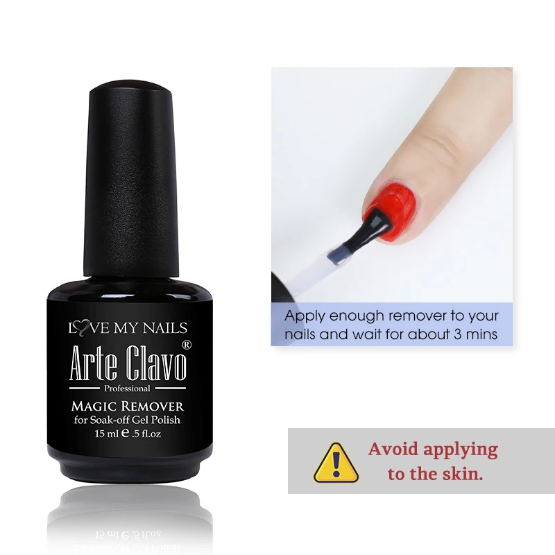 Arte Clavo 15ML Magic Remover Nail Polish Remover All For Manicure Healthy Nail Cleaner Degreaser UV Gel Nail Polish Remover