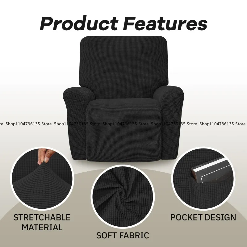 All-inclusive Elastic Recliner Sofa Cover, Solid Color Fleece, All-season Recliner Cover