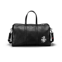 Orabird-Bolso de mano de lujo para mujer, de gran capacidad bolso de viaje, negro, suave, cuero genuino, duradero, Boston