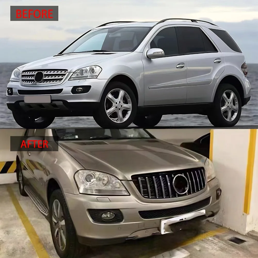 

Для Mercedes-Benz ML-Класса W164 2005-2011 (ML320, ML300, ML400, ML500) — Гоночная передняя решетка радиатора (тюнинг-комплект) из ABS-пластика