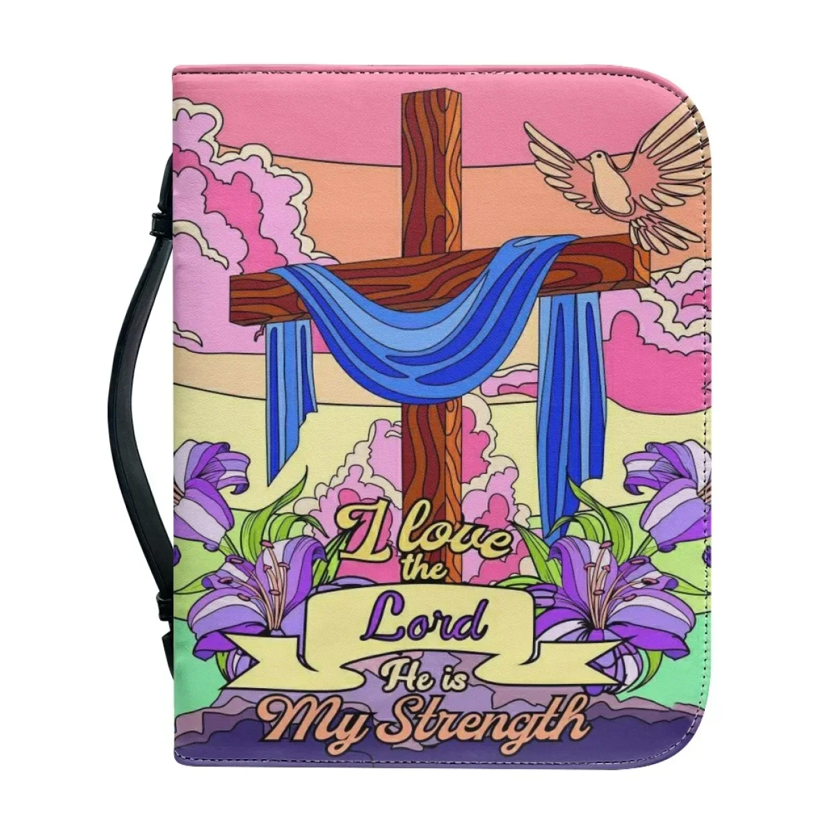 

Новые художественные красочные кожаные сумки-чехлы для Библии с крестообразным узором, на молнии, с ручкой, практичные сумки для хранения Библии