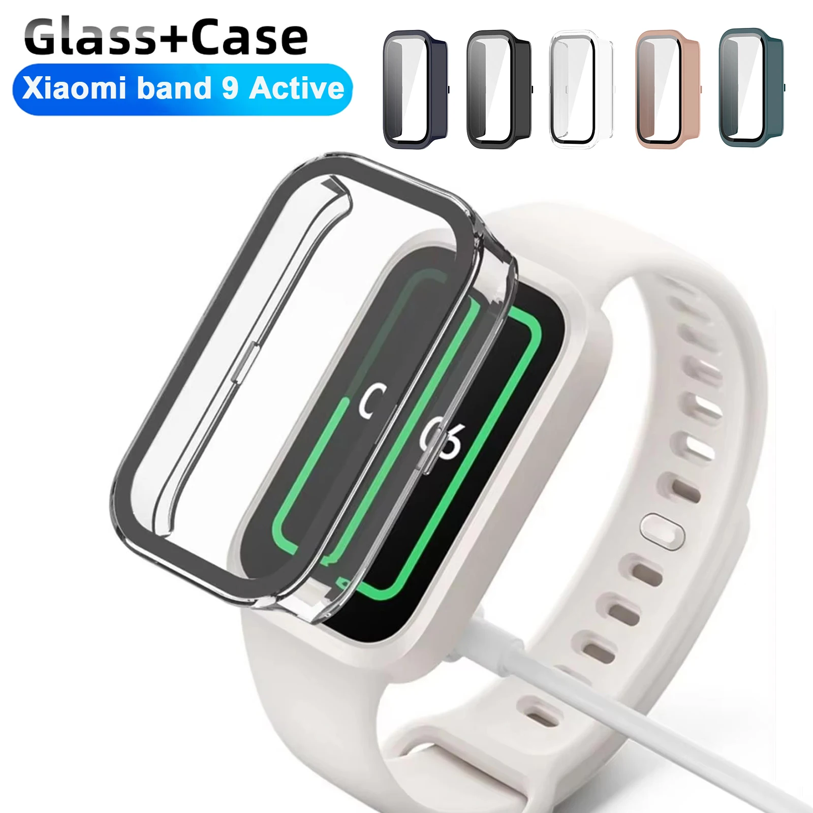 Glass+Case For Xiaomi Smart Band 9 Active Screen Protector Anti-scratch Bumper Protective Cover For Xiaomi Redmi Band 3 Shell