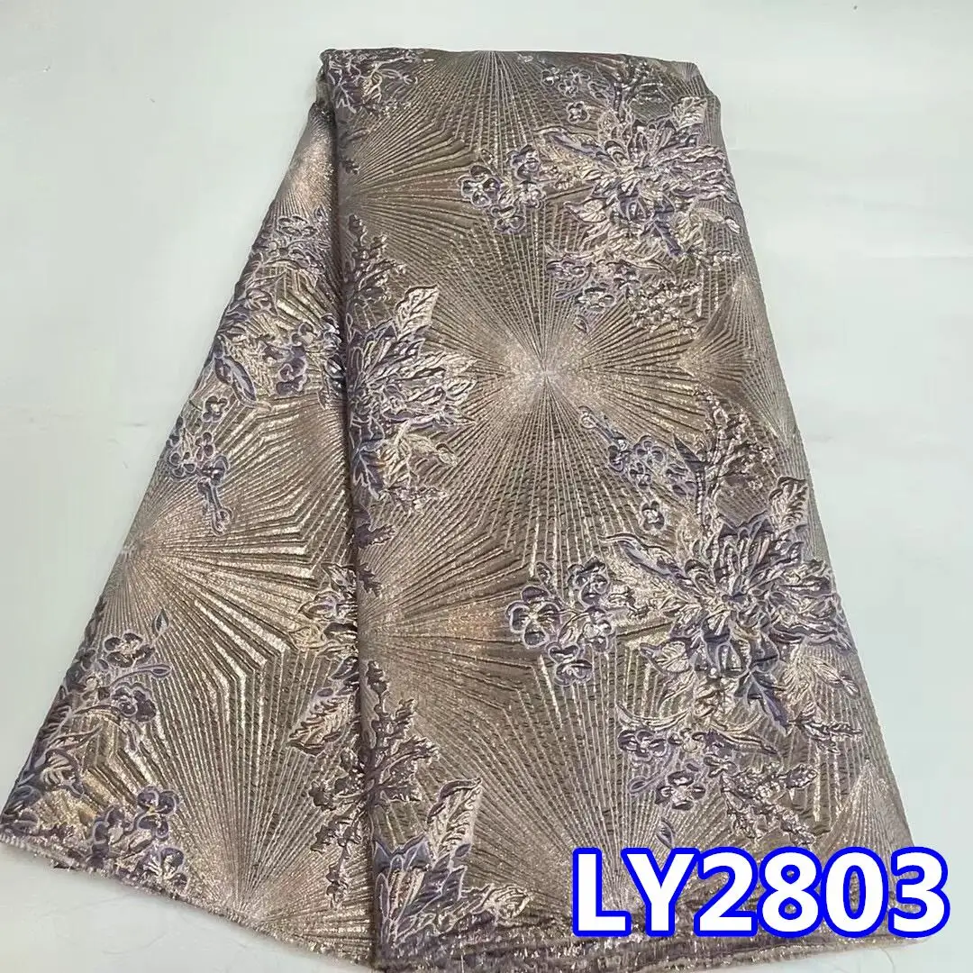 Latest Jacquard Organza Fabric Nigerian Brocade Lace Fabric Skin Healthy African Tulle Net Lace For Women Wedding Dress LY2803