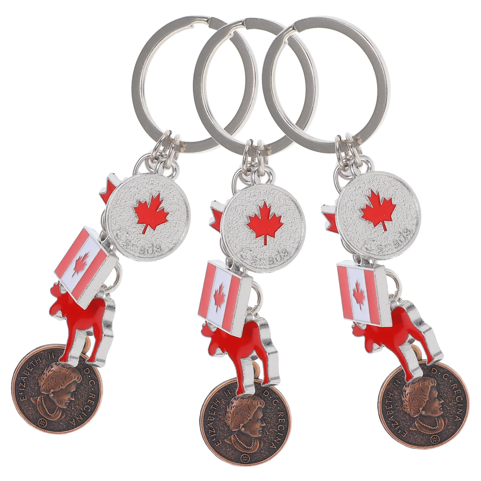

3Pcs Canadian National Flag Keychain Premium Zinc Alloy Creative Decorative Key Ring for Keys Bags Car Organizing Gift Giveaway