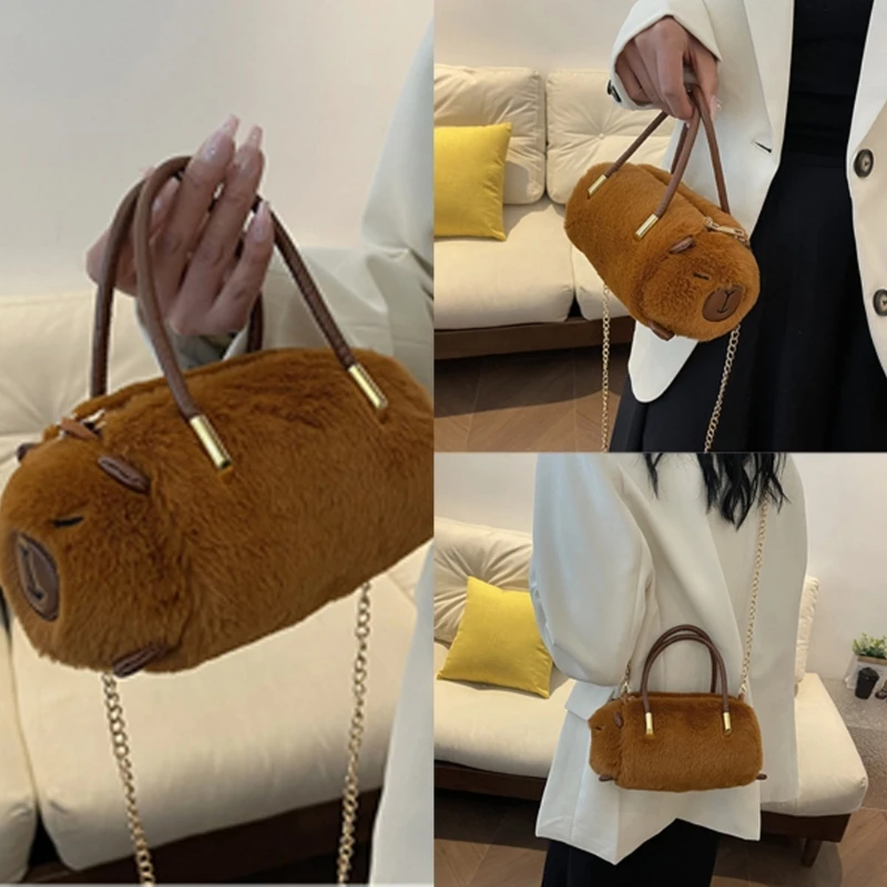 

Eye Catching Handbag Plush Shoulder Bag Elegant Handbag with Chain Perfect for Shopping Dating and Parties