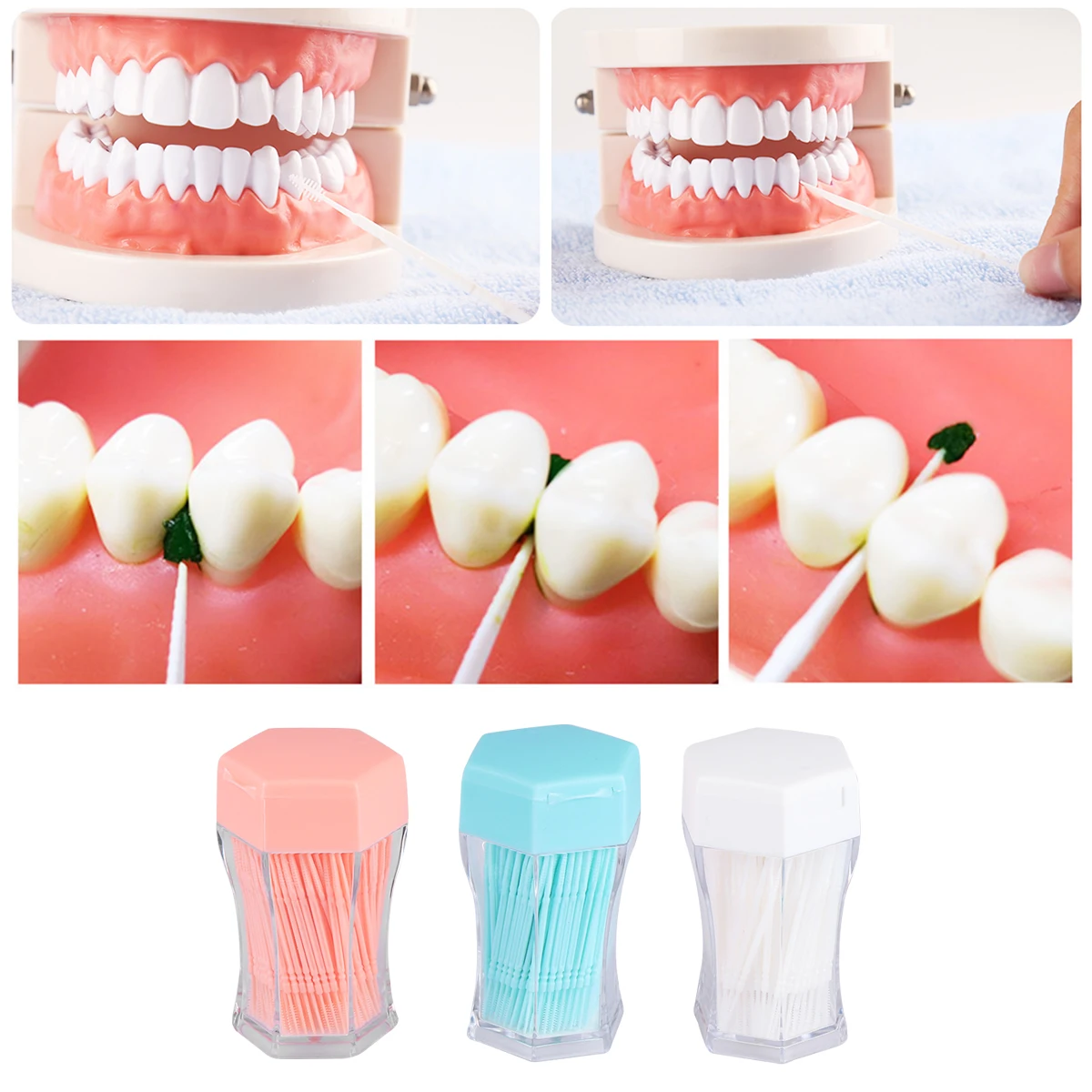 

600 Pcs Toothpick Cleaners Reusable Interdental Brush Toothpicks Floss Household