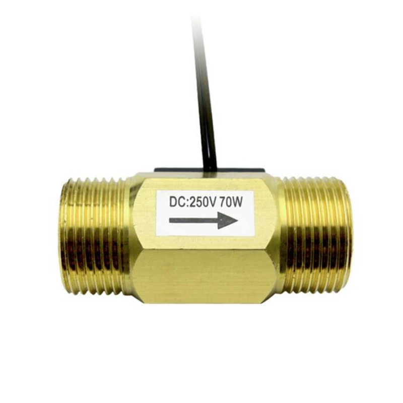 1PC Brass Water Flow Switch Magnetic Type DC250V 70W 1-30L/min Working Range G3/4 26mm Male Thread Port