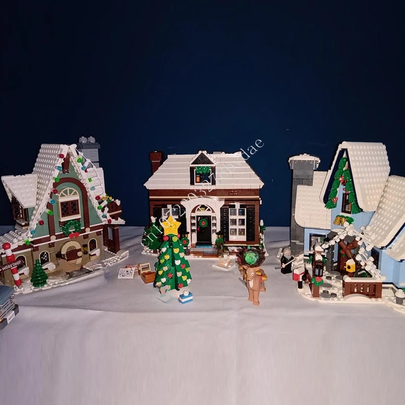 1190PCS Home Alone ที่ Winter Village MOC Creative Street View ชุดบล็อกอาคารสถาปัตยกรรมการศึกษา AssemblyToys ของขวัญ