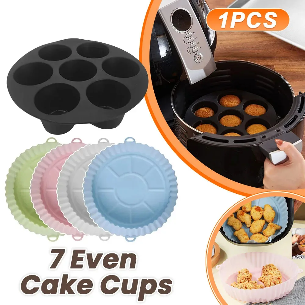 Silicone Cake Mold 7 Holes Air Fryer Accessories Microwave Baking Mold Food Grade Baking Cake Silicone Mold Baking Tools