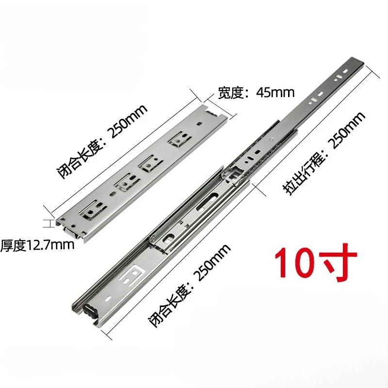 

Drawer Rail 10~20Inch Stainless Steel Ball Bearing Slides Drawer Sliding Track 3-Section Full Extension Cabinet Furniture Slides
