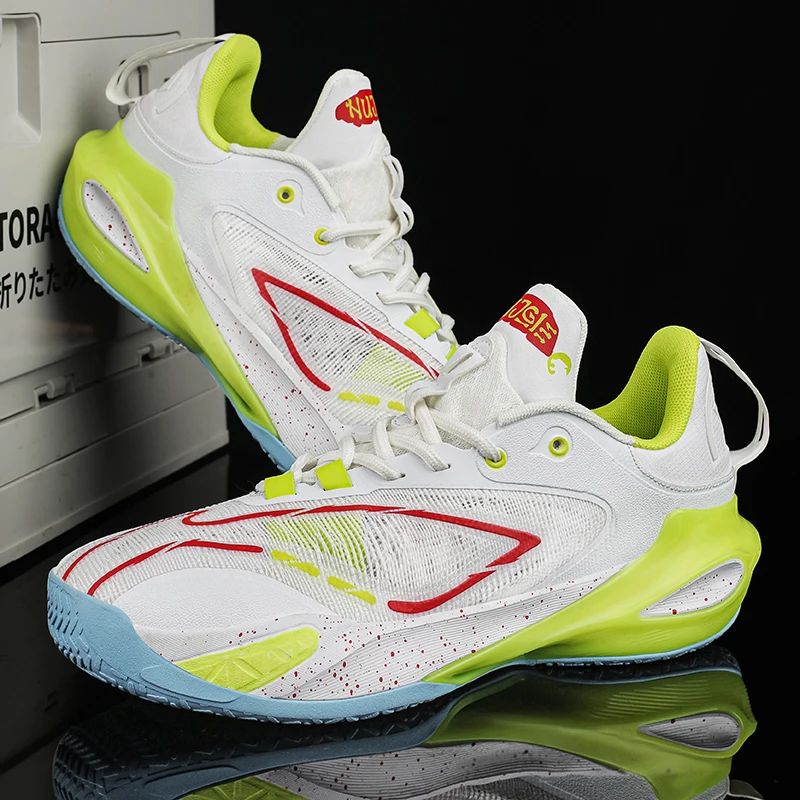 Men Quick Turn Basketball Shoes Shock Absorption Non Slip Grip Breathable Mesh Durable Court Sneakers