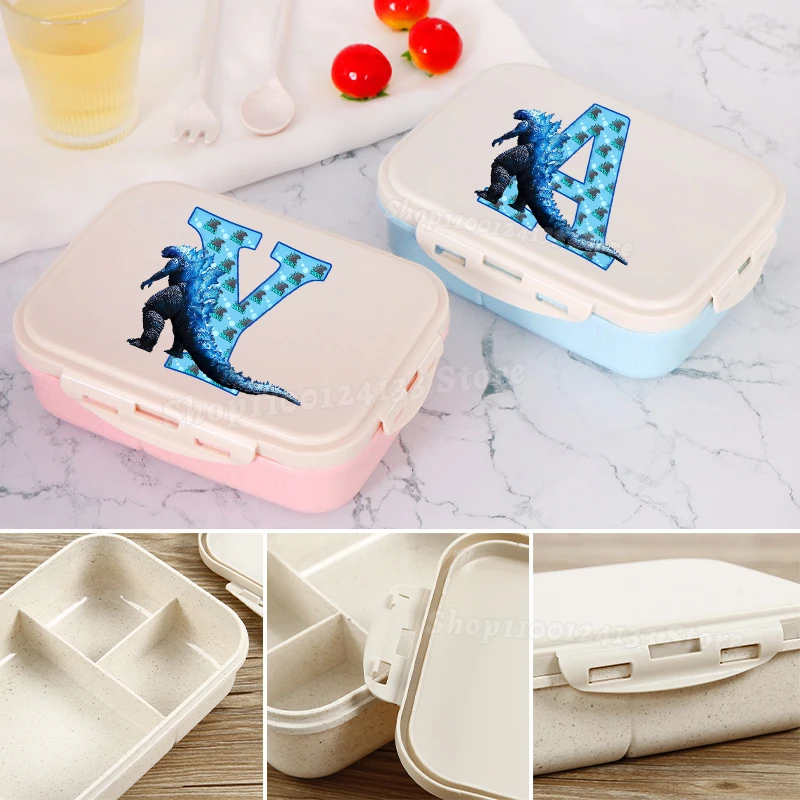 

Ланч-боксы с Годзиллой для детей, с принтом букв A-Z, милый аниме-дизайн, раздельные контейнеры для еды, кавайный стиль, для мальчиков, школьников, для пикника, бенто-бокс