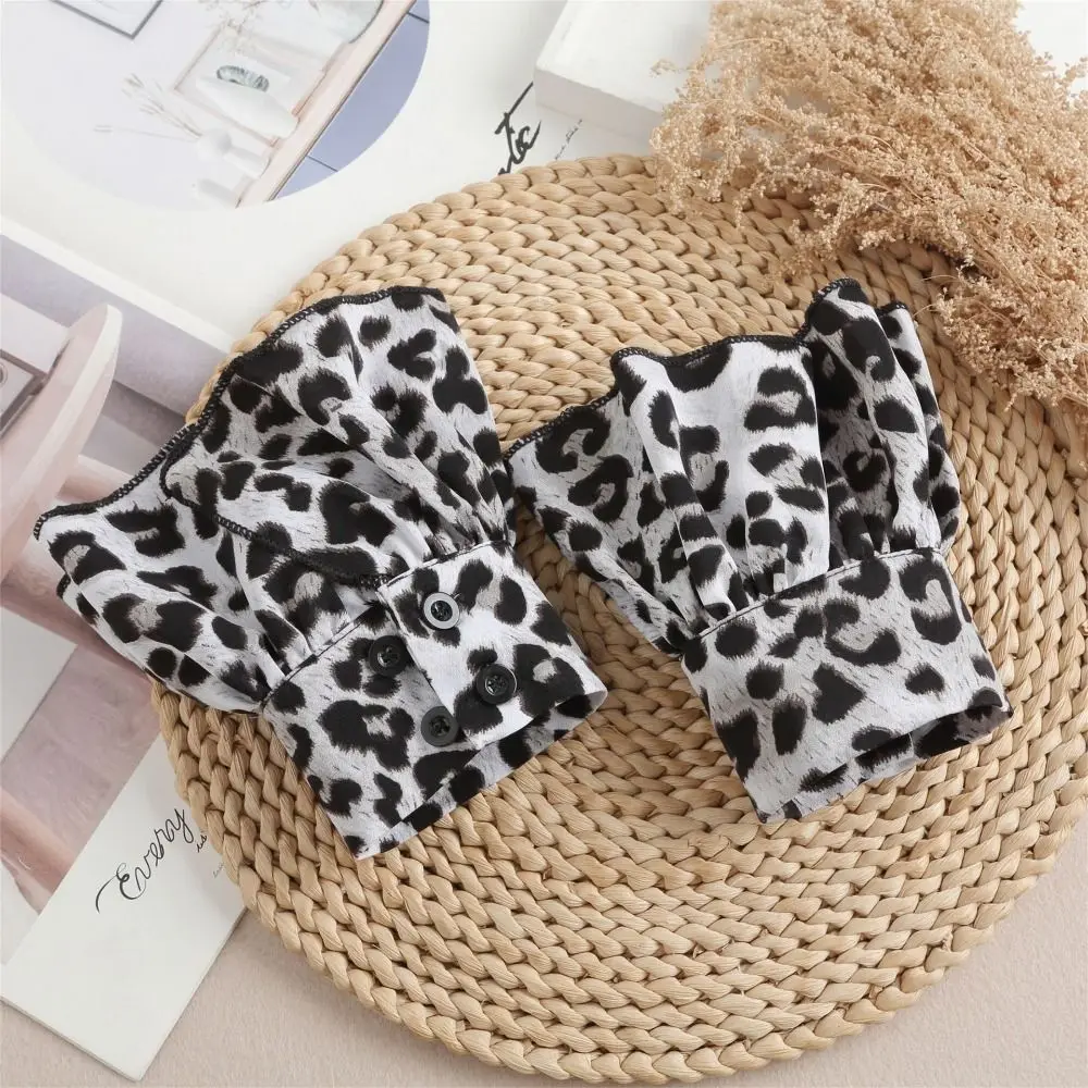 انفصال كاذبة طوق المعصم الأصفاد مجموعة DIY بها بنفسك ليوبارد طباعة الملابس والاكسسوارات وشاح شال الديكور نصف طوق القميص